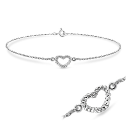 Heart Rope Silver Bracelet BRS-134